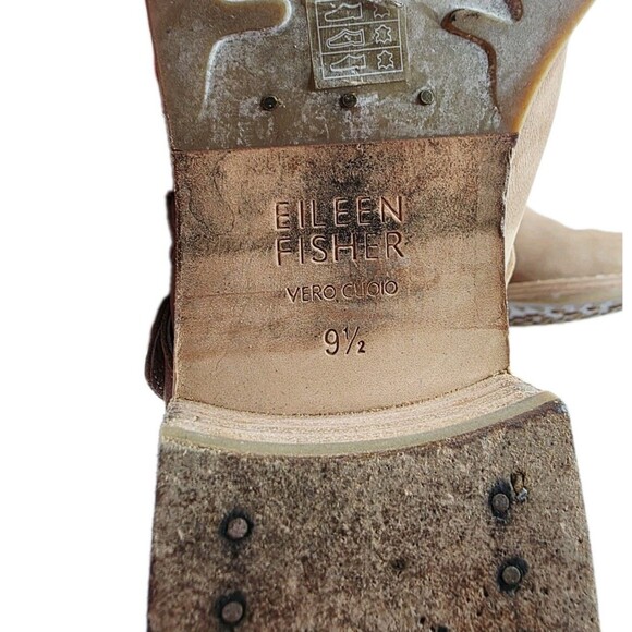 Eileen Fisher Log Two Buckle Mid Shaft Oatmeal Suede Boots Size 9.5 - Picture 8 of 8